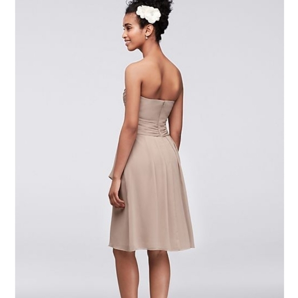 David's bridal NWT strapless crinkle chiffon mini dress. Womens Size 8. NWT! - Picture 12 of 13